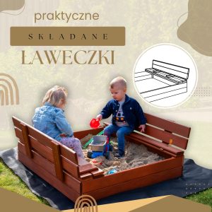 Aizverama smilšu kaste ar soliņiem Springos SBP100SET04 100×100 cm impregnēta koksne